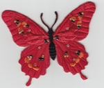 MOTIF ECUSSON THERMOCOLLANT  papillon Rouge à Strass