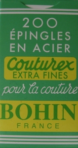 Epingles à piquer extra fines en acier BOHIN France 30mm boite de 200