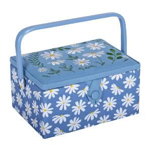 Boite a couture motifs brodés marguerites 