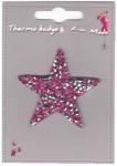 MOTIF THERMOCOLLANT  strass - Etoile Argent et Fuchsia