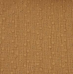 Tissu Broderie Anglaise 100% Coton coloris CAMEL - vendu au mètre ou au 1/2 mètre