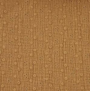 Tissu Broderie Anglaise 100% Coton coloris CAMEL - vendu au mètre ou au 1/2 mètre