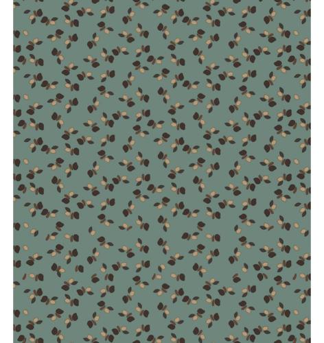 Toile cirée imprimée Fleurs verte  - laize 140cm - Le mètre 