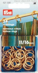 ANNEAUX CREUX LAITON DORE PRYM - DIAMETRE AU CHOIX