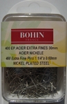 Epingles Acier Extra Fines - 30mm - Boite de 400 épingles - Bohin France