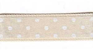 Ruban satin imprimé à Pois - Coloris Crème - Le mètre 