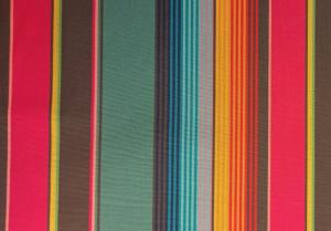 Tissu d'extérieur imprimé Rayures Turquoise fuschia LAIZE de 3,20m - vendu au mètre ou au 1/2 mètre