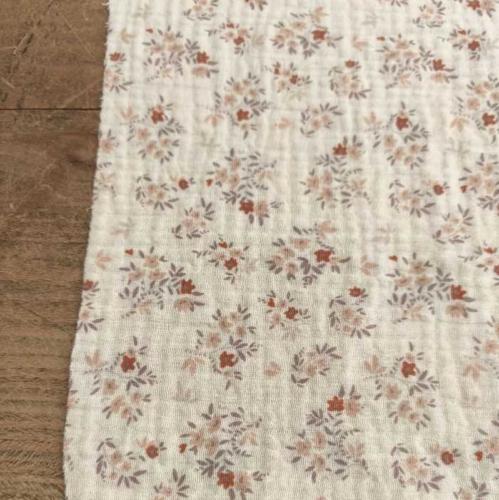 Tissu Double gaze imprimé fleurs - au mètre