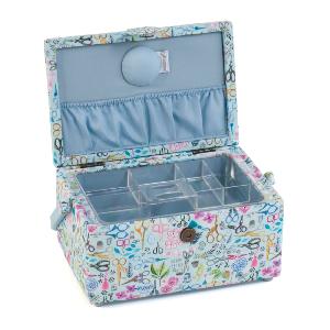 Boite a couture motif ciseaux et fleurs 