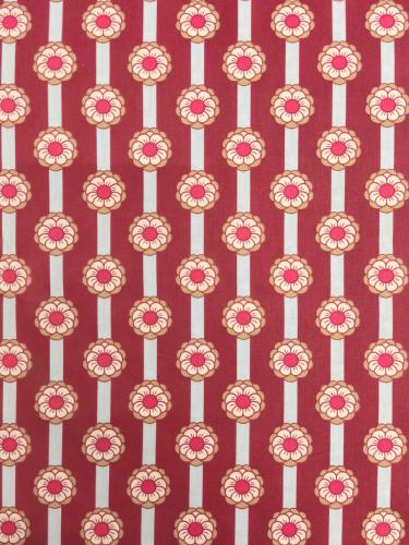 TISSU 100%  COTON imprimé rétro médaillon floral et rayures  au mètre