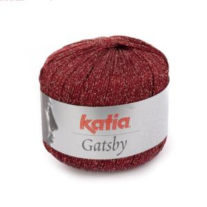 Fil à tricoter ou à crocheter Katia Gatsby -Bordeaux métallisé Doré - 50g