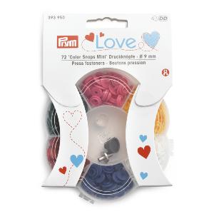 MINI BOUTONS PRESSIONS PLASTIQUES PRYM LOVE - BOITE DE 72