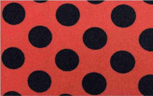 Tissus Flamenco Pois Noir sur fond rouge 