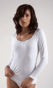 Tee-Shirt Manches-Longues pur Coton Coloris Blanc