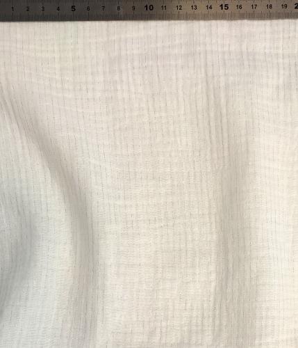 DOUBLE GAZE DE COTON RAYURES OR - Ecru