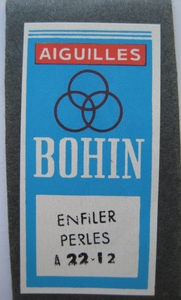 Aiguilles enfile perle N°12 de la marque BOHIN France