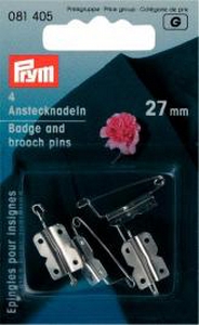 Epingles pour insignes - 27mm - lot de 4 - PRYM