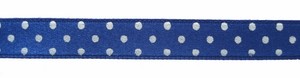 Ruban satin imprimé à Pois - Coloris Bleu Roy - Le mètre
