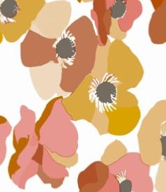 Toile cirée imprimée Fleurs orange- laize 140cm - Le mètre 