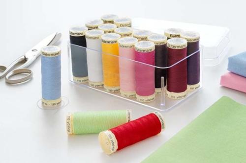 BOITE DE RANGEMENT GUTERMANN VIDE POUR 18 BOBINES DE FIL A COUDRE 