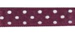 Ruban satin imprimé à Pois - Coloris Bordeaux - Le mètre 