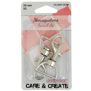 Mousqueton 25 mm argent - lot de 2 