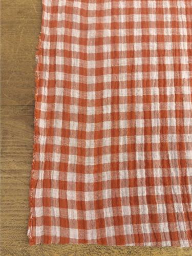 TISSU 100% COTON  double gaze vichy cognac - Bi face