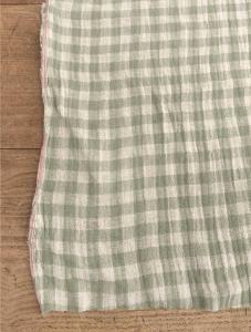 TISSU 100% COTON  double gaze vichy vert - Bi Face