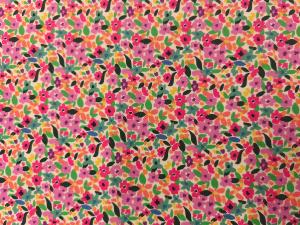 Tissu coton imprimé fleurs rose- 100% Coton -  au mètre