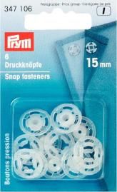 Boutons pression 15mm en plastique transparent - lot de 6 pressions - PRYM