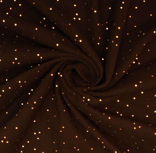 Tissu Double gaze Pailletée - Noir  / Or - au mètre