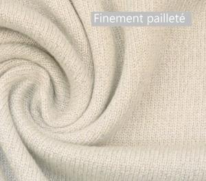 TISSU MAILLE TRICOT PAILLETÉ - Ecru