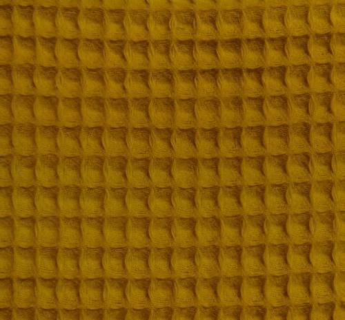 Tissu Eponge Gaufré Nid d'abeille - Moutarde - au mètre 