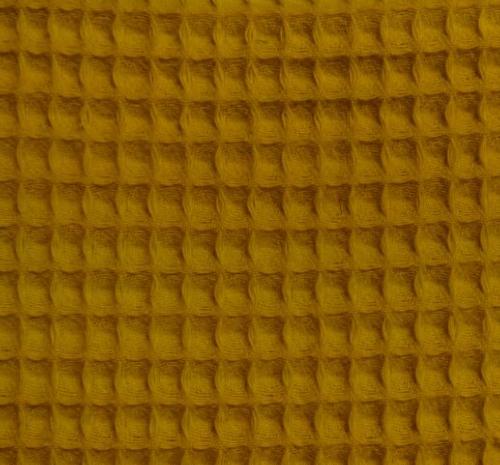 Tissu Eponge Gaufré Nid d'abeille - Moutarde - au mètre 