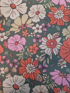 TISSU COTON ENDUIT ANTI TACHE  - IMPRIME FLEURS- au mètre