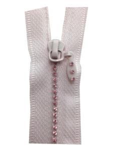 Fermeture éclair fantaisie Strass non séparable - Rose layette