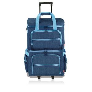 SAC DE TRANSPORT A ROULETTES POUR MACHINE A COUDRE COLORIS JEANS