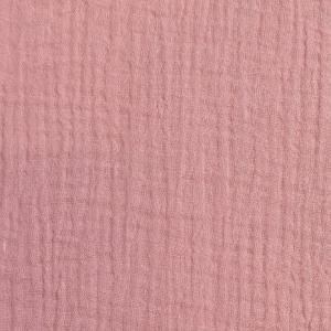 TISSU DOUBLE GAZE GAUFRÉE - VIEUX ROSE - 100% coton  - au mètre 