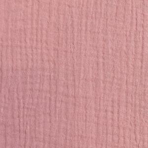 TISSU DOUBLE GAZE GAUFRÉE - VIEUX ROSE - 100% coton  - au mètre 