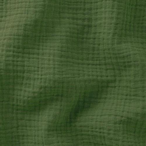 TISSU DOUBLE GAZE GAUFRÉE - VERT FOUGERE - 100% coton  - au mètre 