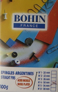 Epingles argentines 30mm - Boite de 100gr -  BOHIN France