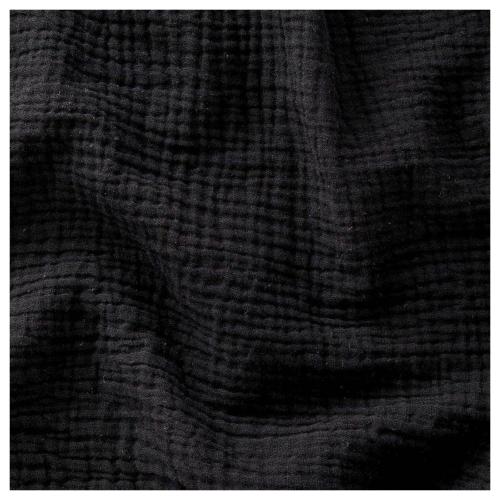 TISSU DOUBLE GAZE GAUFRÉE - NOIR - 100% coton  - au mètre 