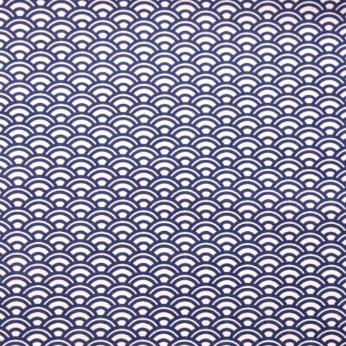Tissu imprimé Ecaille - Blanc / Bleu Navy - 100% coton - au mètre