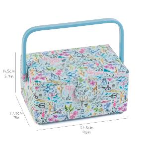 Boite a couture motif ciseaux et fleurs 