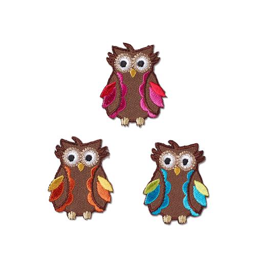 MOTIF ECUSSON THERMOCOLLANT HIBOU - LOT DE 3