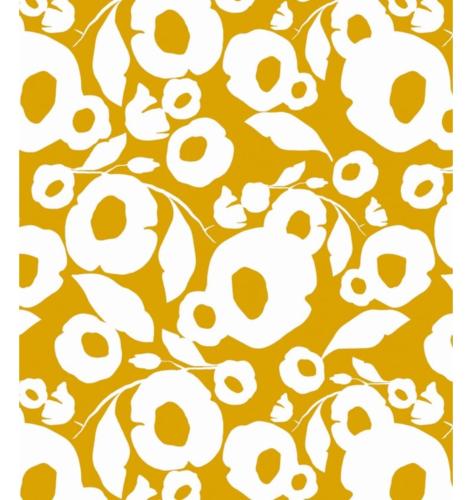 Toile cirée imprimée Fleurs Or  - laize 140cm - Le mètre 