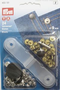 Rivets couture 9mm coloris Noir et Argent blister de 24 rivets Prym