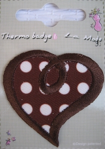 MOTIF THERMOCOLLANT  Coeur pois Marron