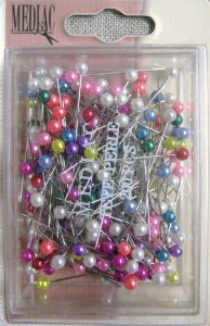 Épingles à tête nacrée - assortiment de couleurs -  boite de 200