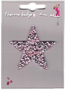 MOTIF THERMOCOLLANT strass - Etoile Argent et Rose Clair